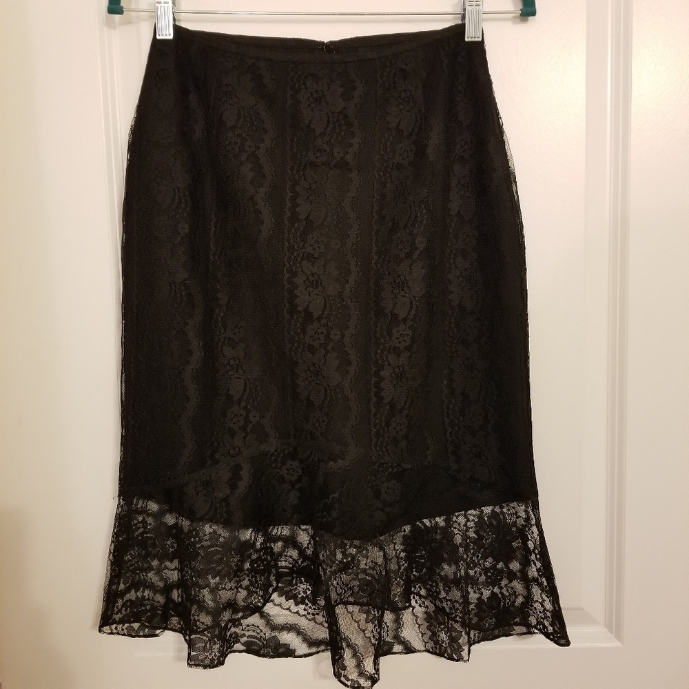 Drama black ruffle lace skirt cocktail